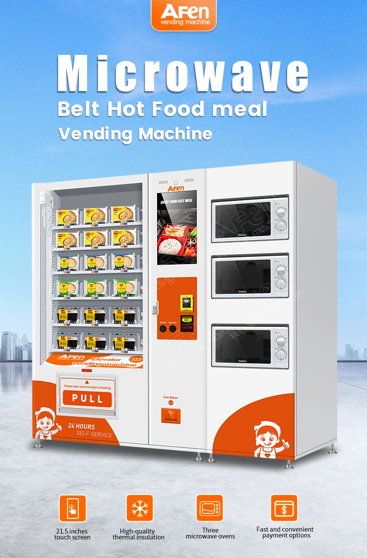 Afen Fully Automatic Pizza Vending Machine Hot Food Vending Machine with Conveyor Belt Microwave Elevator